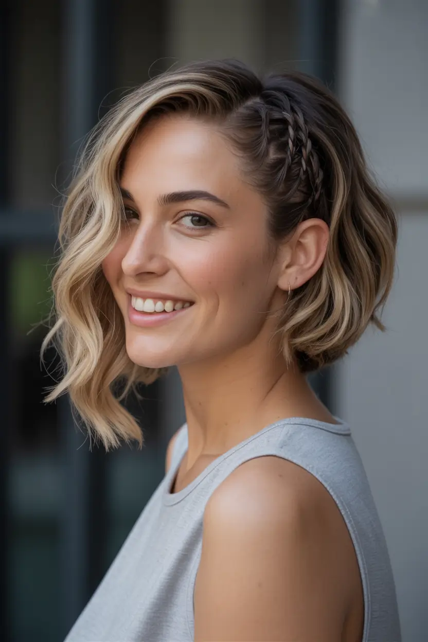 Fall hairstyles for women over 40 Side Braid Bob