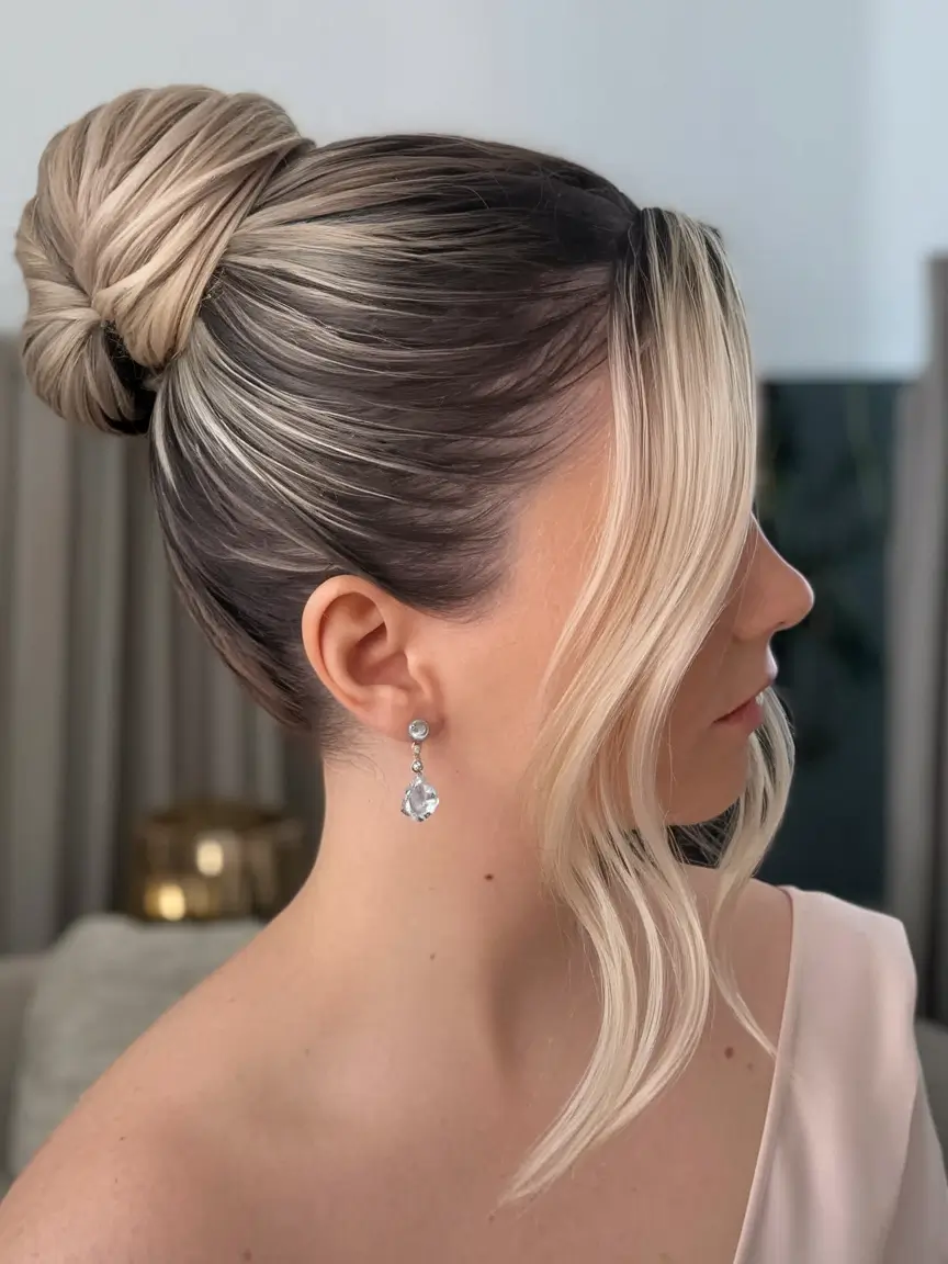 Fall hairstyles for women over 40 Elegant Blonde Updo With Face Frame