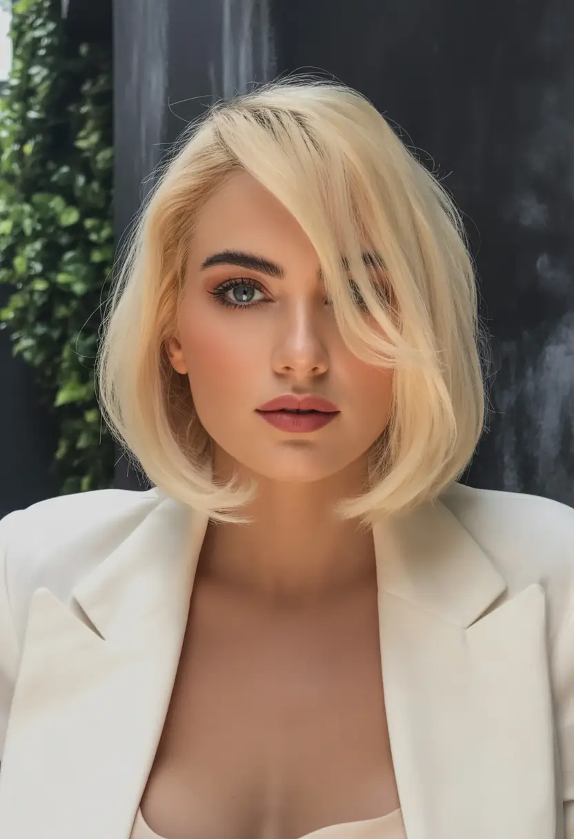 Fall hairstyles for women over 40 Soft Blunt Bob With Side Sweep