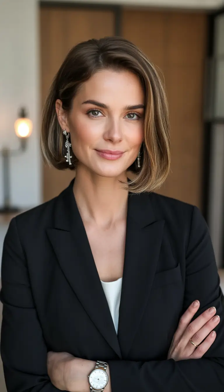 Fall hairstyles for women over 40 Classic Mid-Length Shine