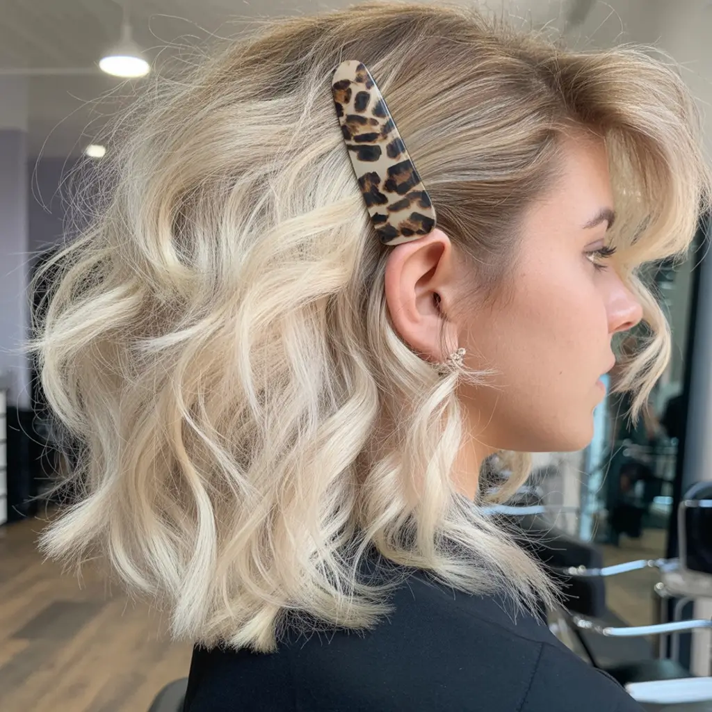 Fall hairstyles for women over 40 Wavy Lob With Statement Clip