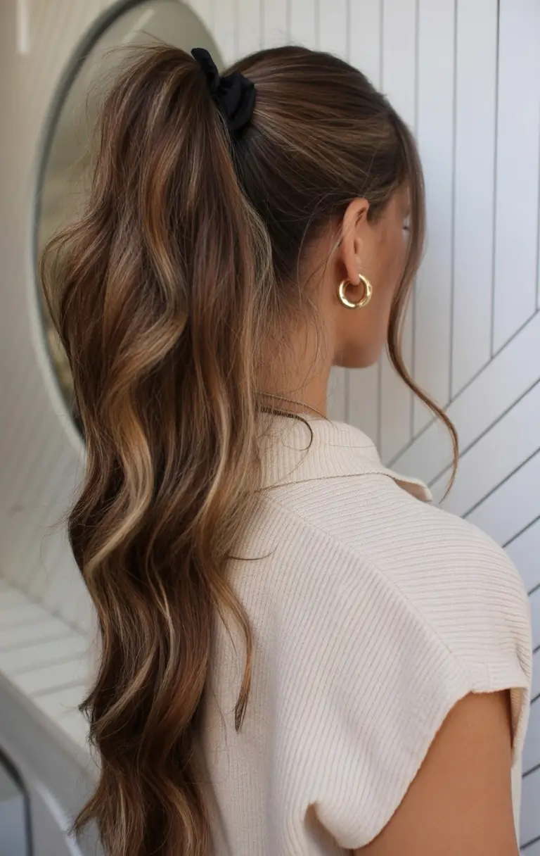 Fall hairstyles for women over 40 Romantic Long Ponytail Waves