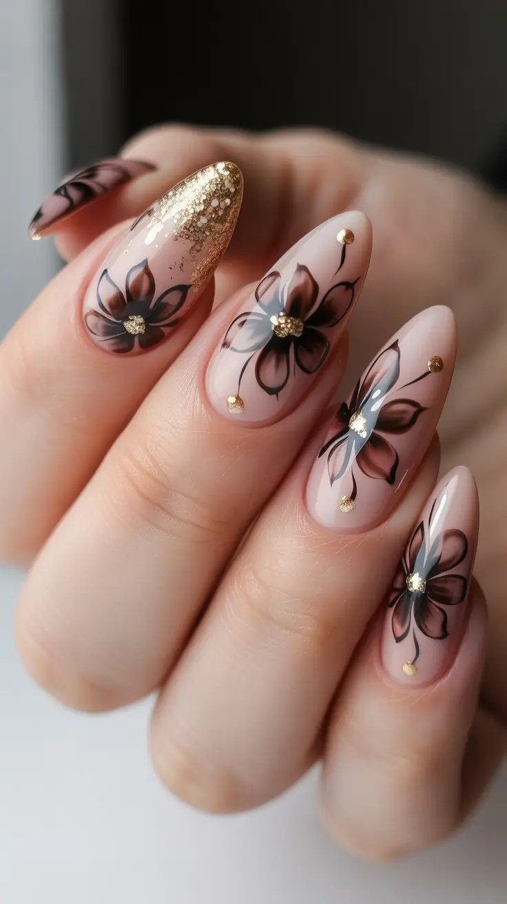 Fall nail trends Golden Bloom Statement