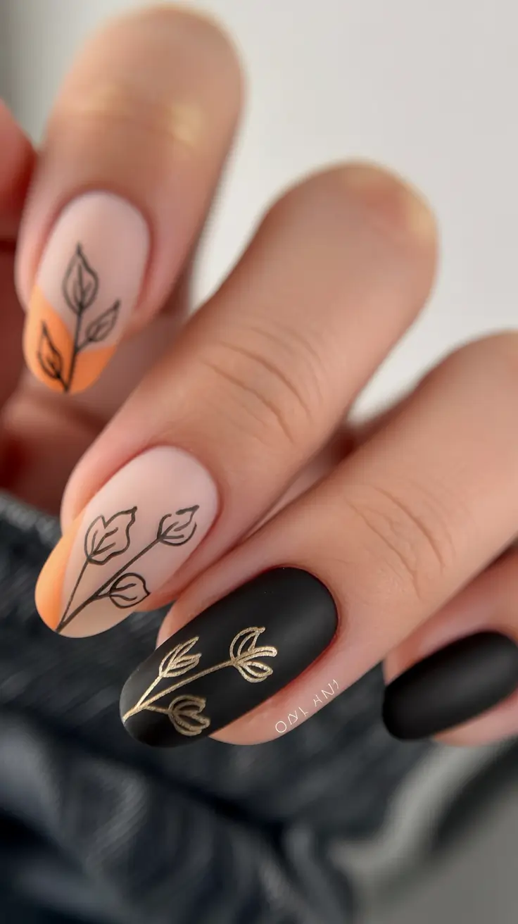 Fall nail trends Matte Botanical Accent