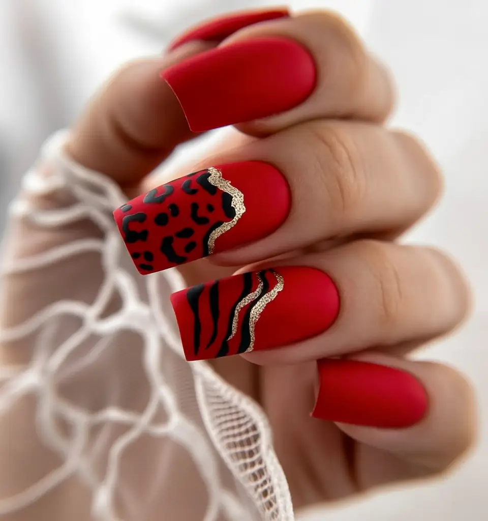 Fall nail trends Wild Red Glam
