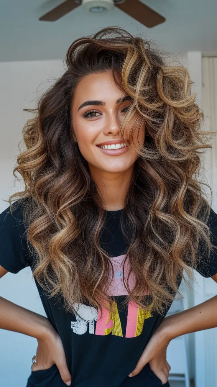 Long Fall Hairstyles 2025 – Big, Voluminous Caramel-Toned Waves