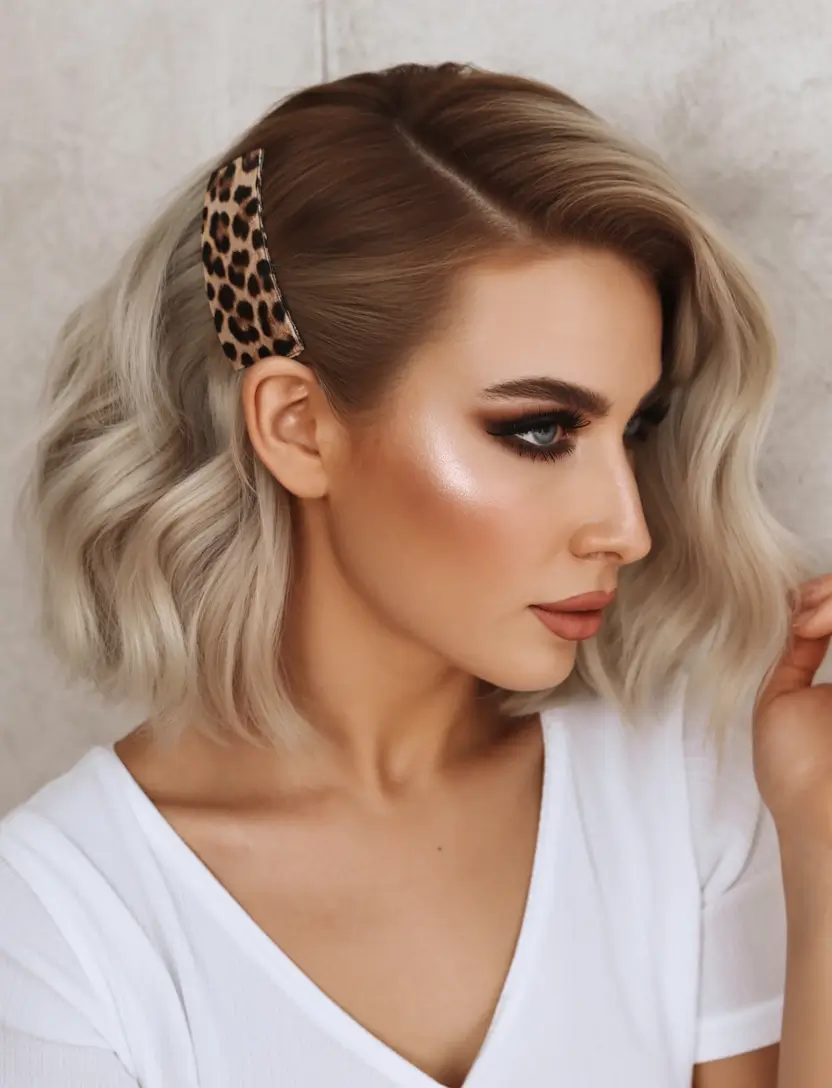 Fall hairstyle for medium Platinum Waves with Leopard Clip