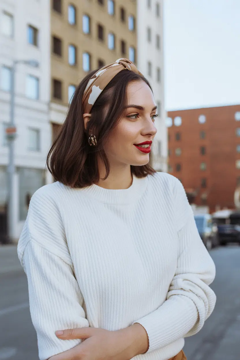 Fall hairstyle for medium Classic Headband with Soft Waves
