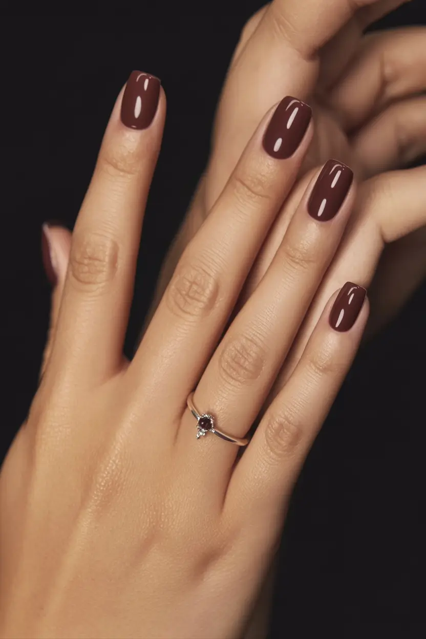 dark fall nails Deep Chocolate Minimalism