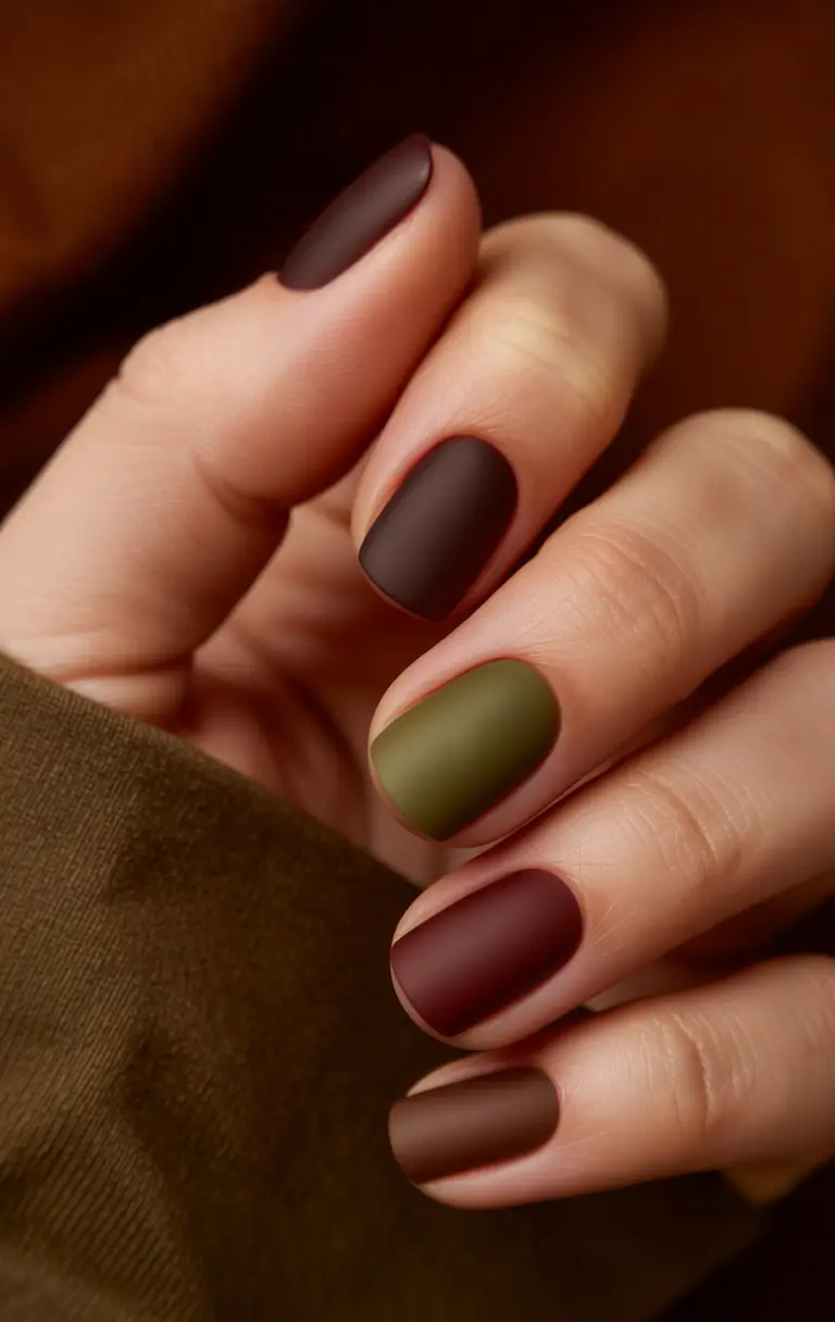 dark fall nails Matte Forest Blend