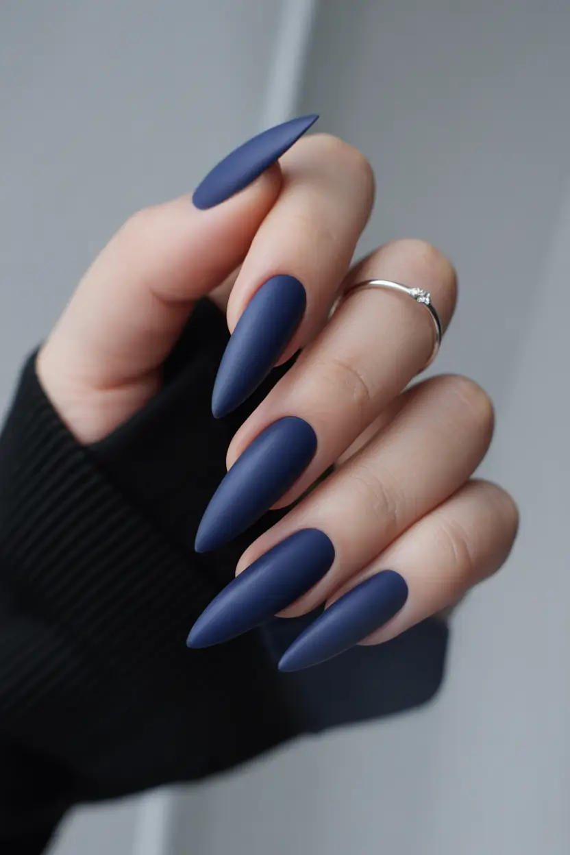 dark fall nails Indigo Storm