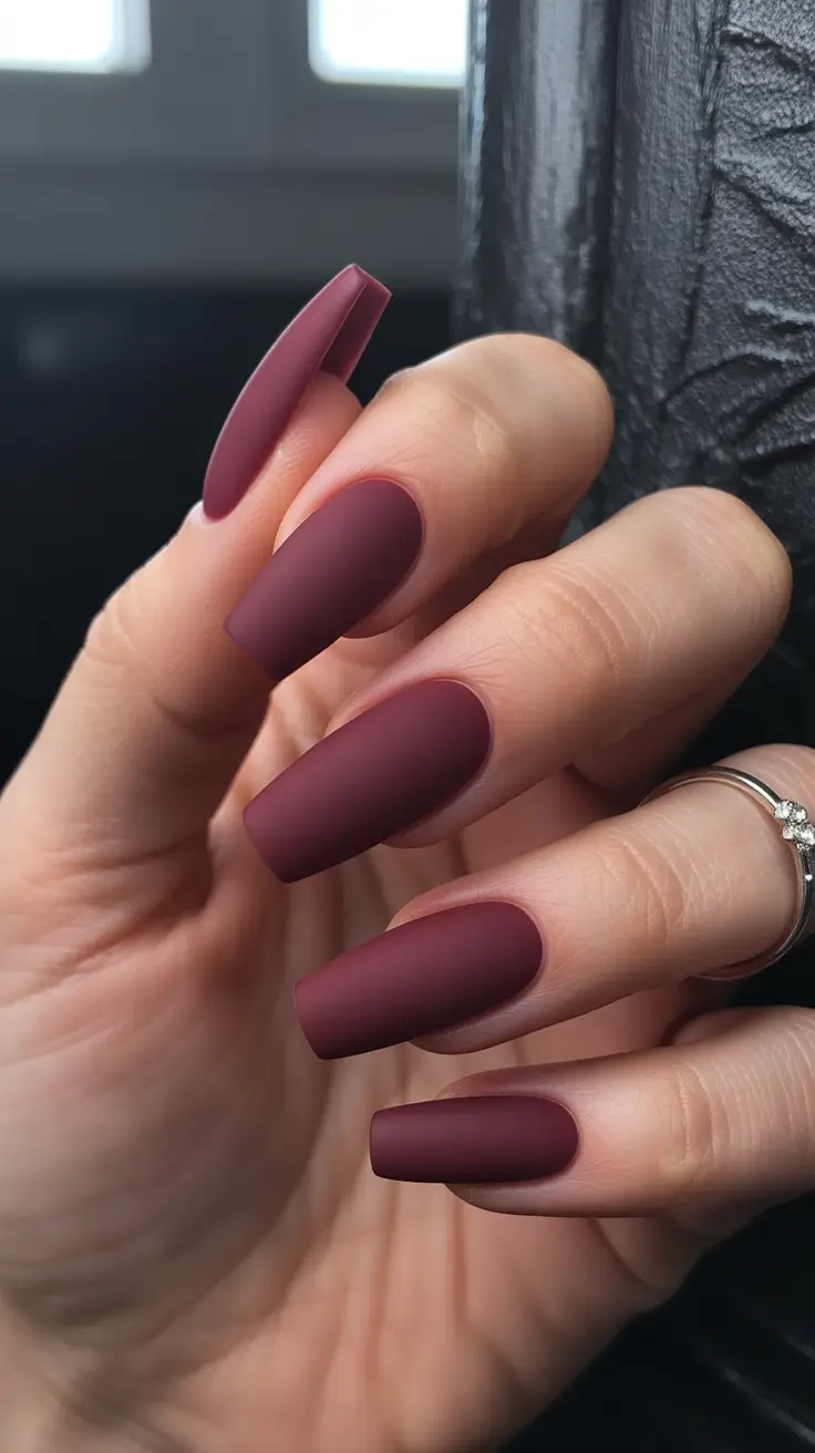 dark fall nails Matte Mulberry Sophistication