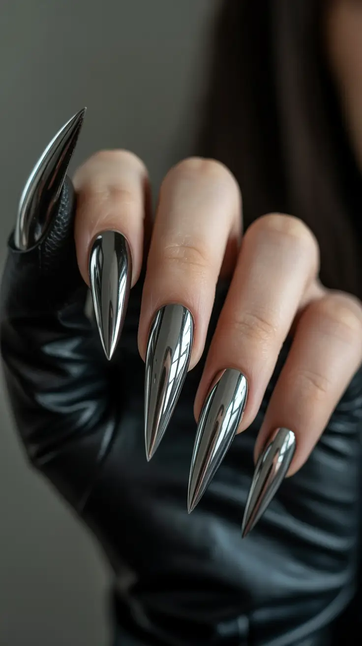 dark fall nails Steel Chrome Edge