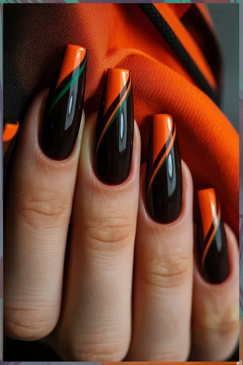 dark fall nails Autumn Flames