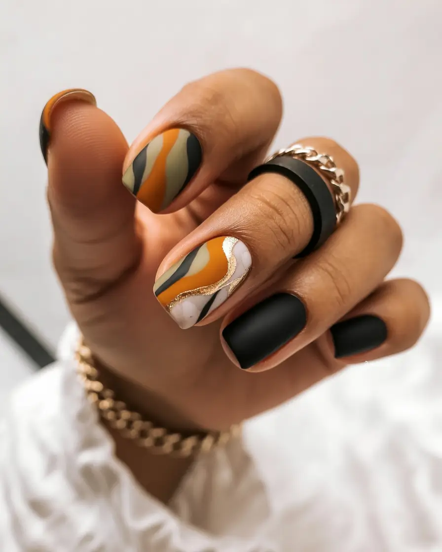 dark fall nails Retro Autumn Waves