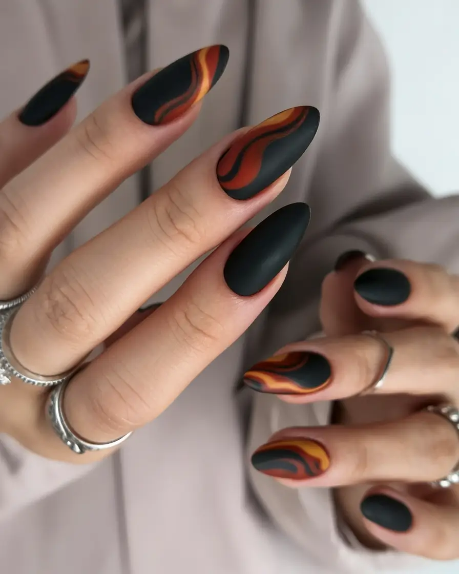 dark fall nails Molten Lava Flow
