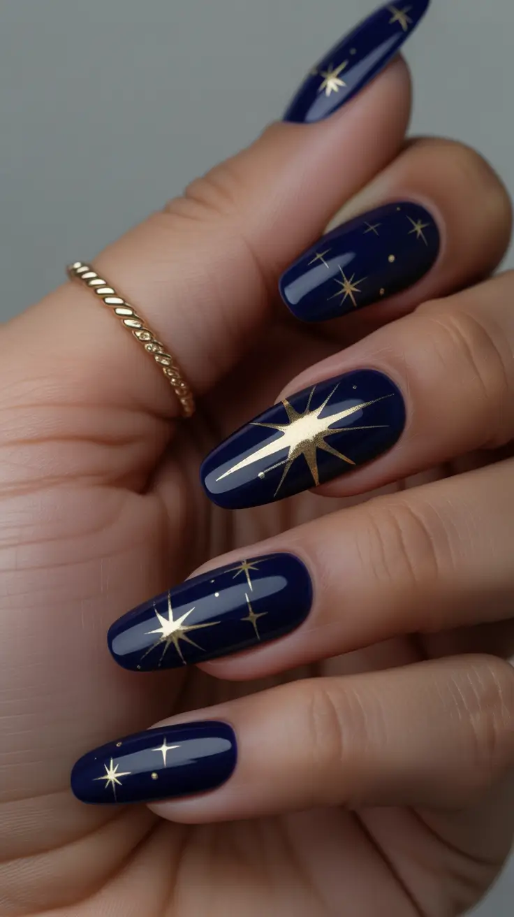 dark fall nails Starry Midnight Magic