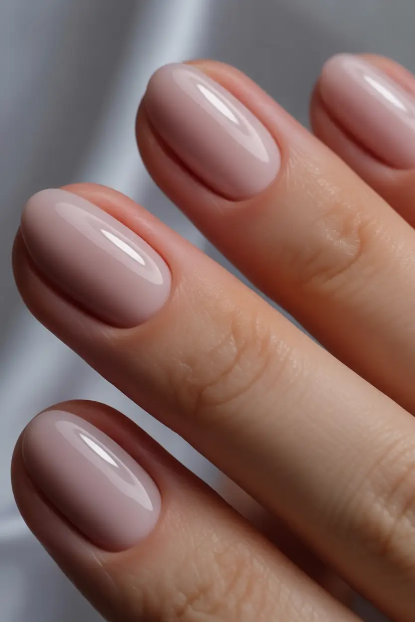 Fall Nail Color Ideas for Women Over 50 Delicate Nude Gloss
