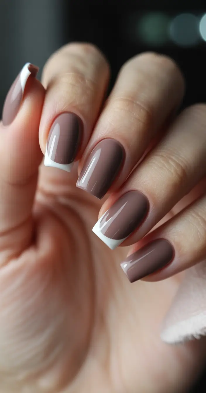 Fall Nail Color Ideas for Women Over 50 Mocha French Tips