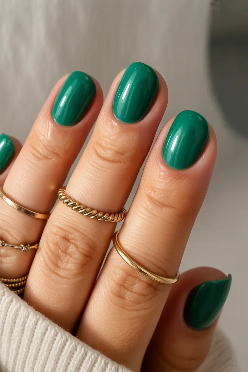 Fall Nail Color Ideas for Women Over 50 Emerald Jewel Tones