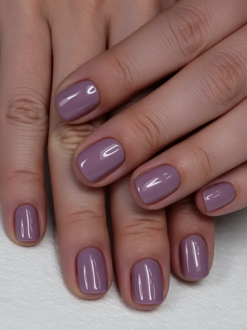 Fall Nail Color Ideas for Women Over 50 Smoky Mauve Gloss