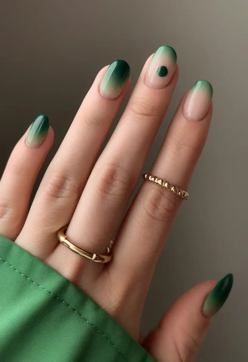 short fall nails Forest Fade with Minimal Art