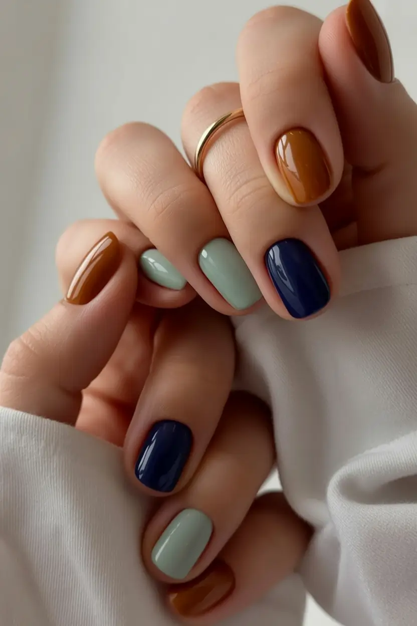 short fall nails Retro Block Color With Modern Edge