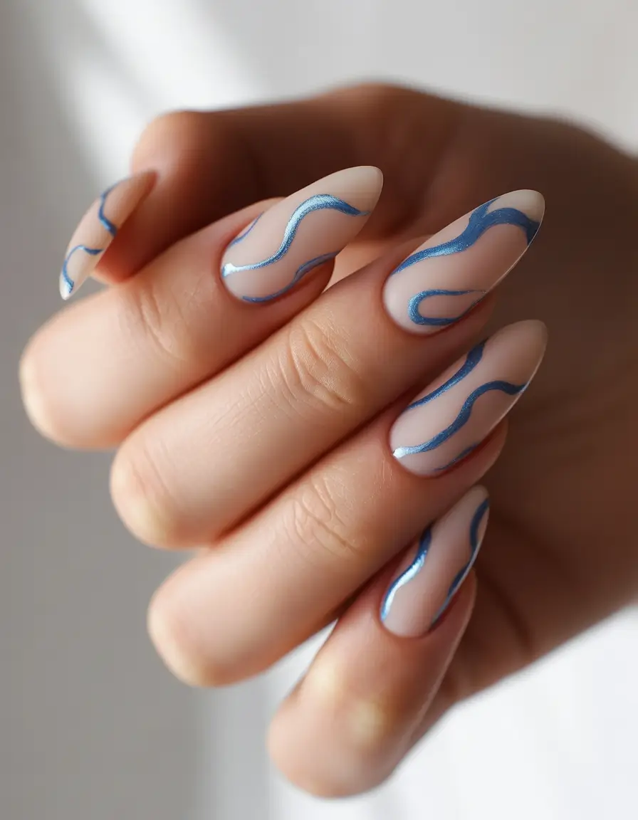 autumn art designs acrylic Electric Blue Waves on Matte Sand
