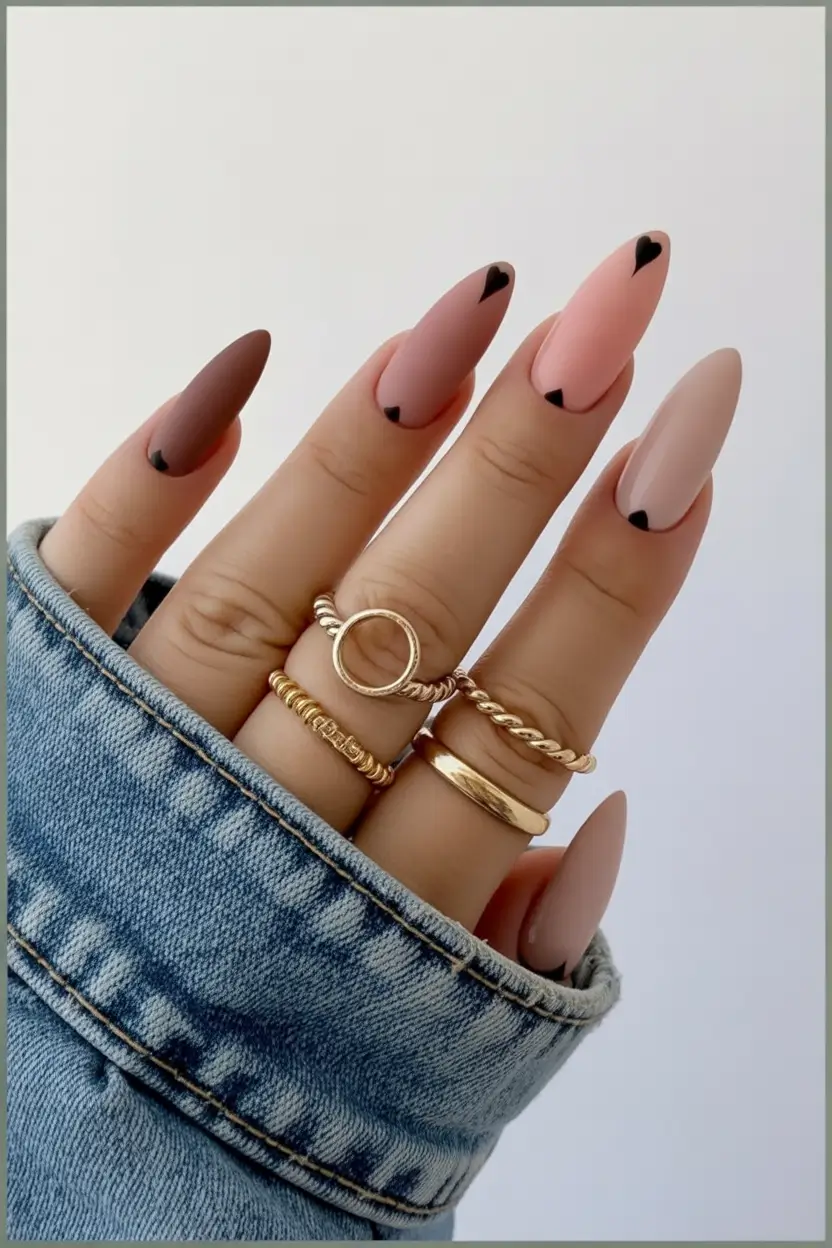 art designs almond Matte Hearts in Gradient Nudes