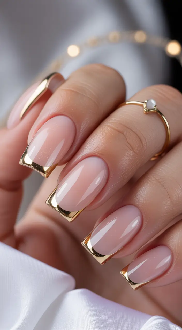 designs french Golden-Tipped Glam with a Modern Edge
