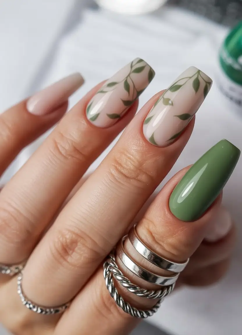 designs autumn color Leafy Olive Garden on Nude