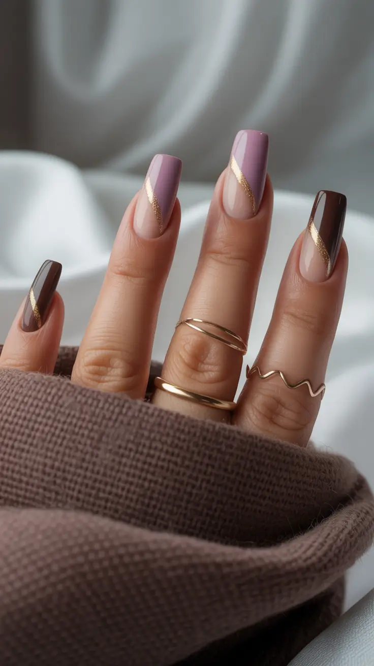 Inspo almond brown Diagonal Drama in Plum and Cocoa