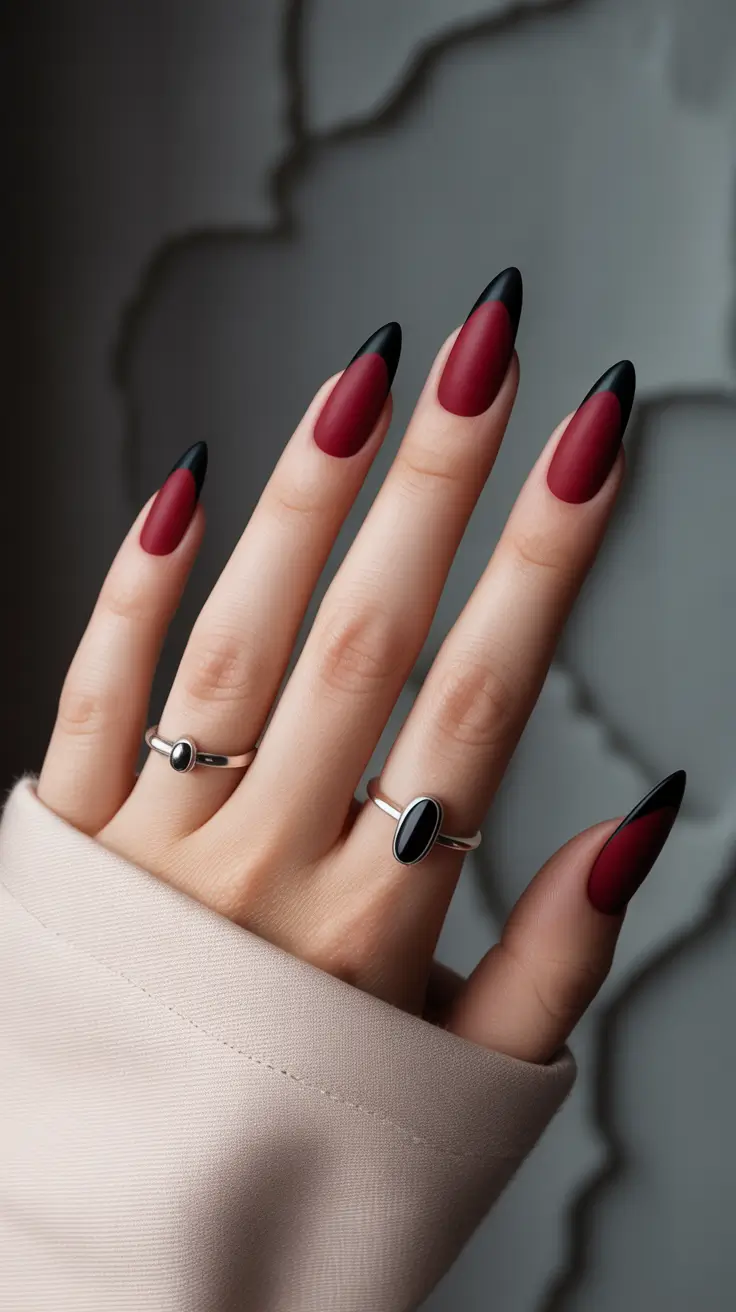 Black fall nails Wine-Tinted Drama