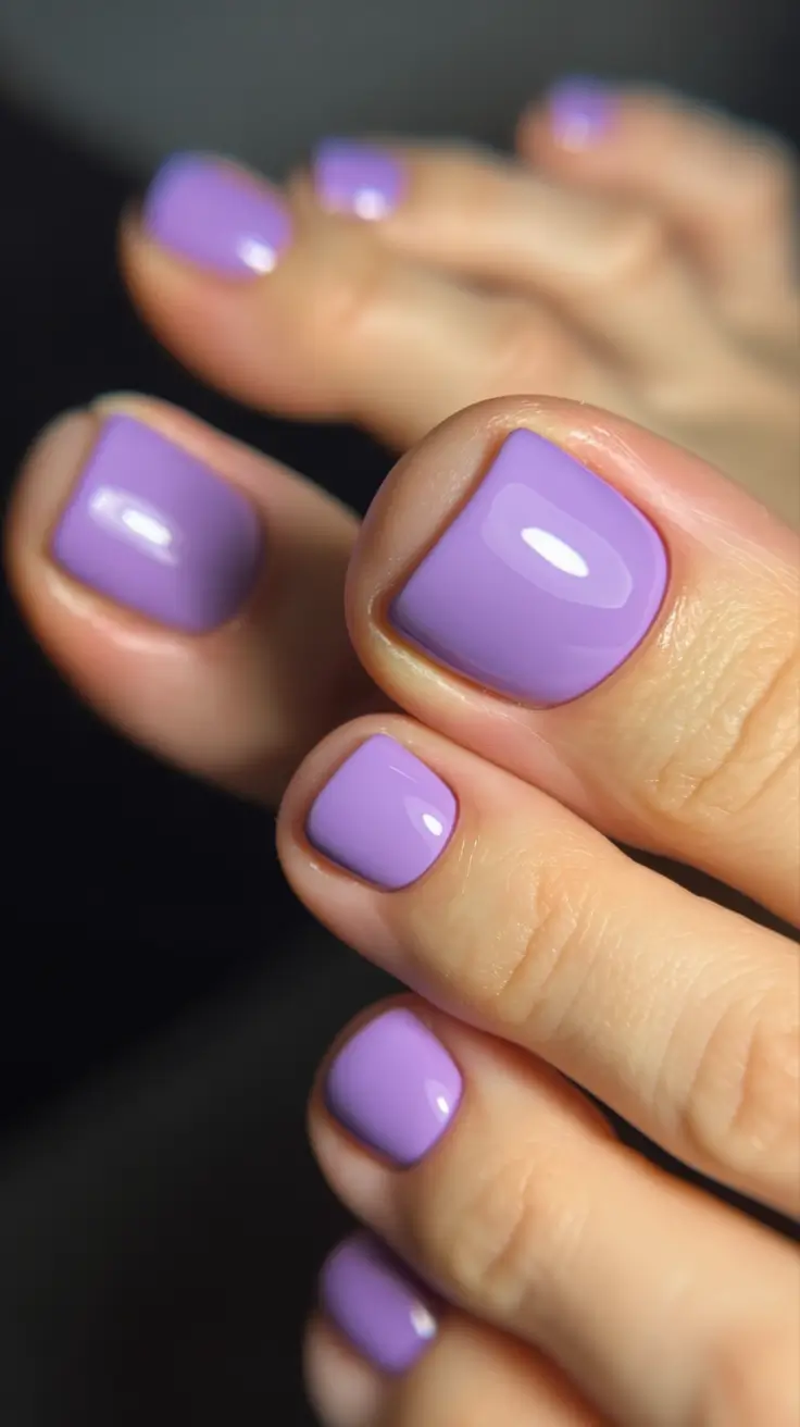 21 Stylish Fall Pedicure Shades 2025 - Glossy Lilac Creme