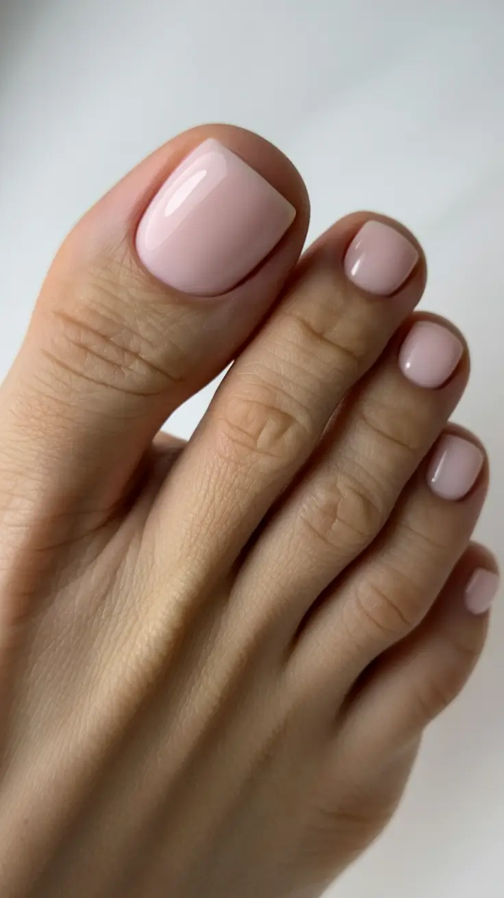 21 Stylish Fall Pedicure Shades 2025 - Ballet Slipper Pink Sheer-Gloss