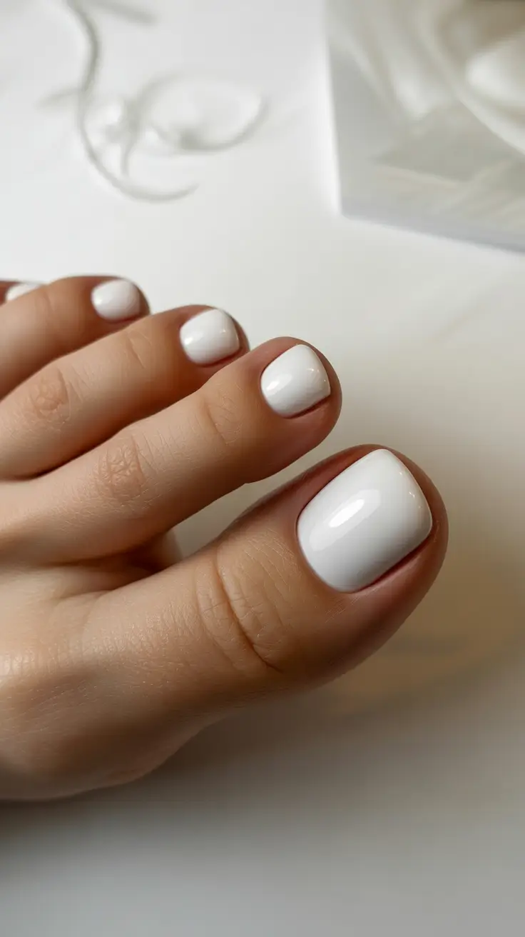 21 Stylish Fall Pedicure Shades 2025 - Porcelain White, Clean and Crisp