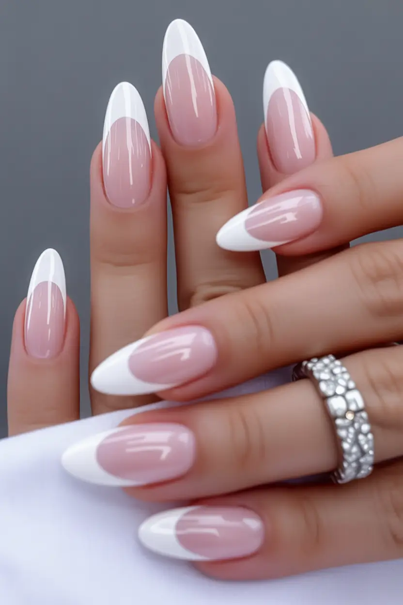 Subtle fall nails - Deep-Smile French on Elegant Ovals