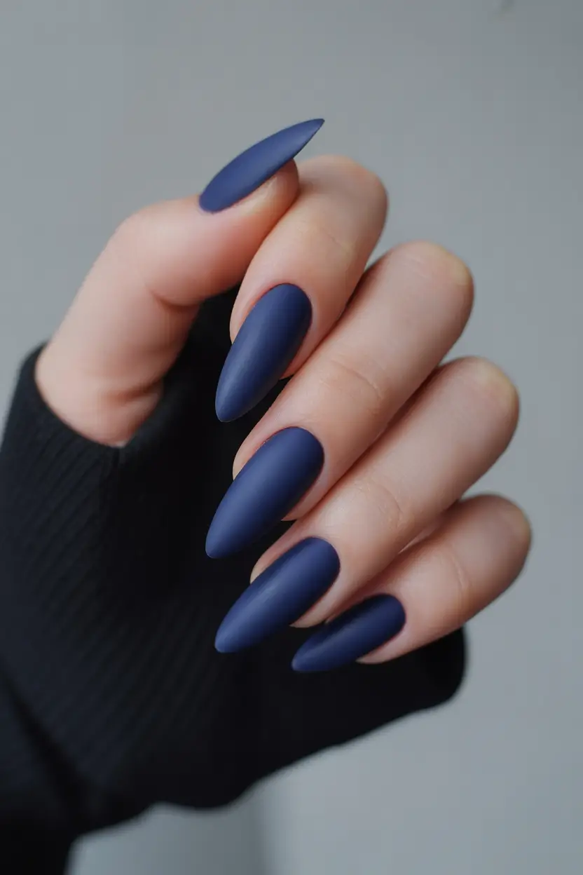 Subtle fall nails - Midnight Navy Velvet
