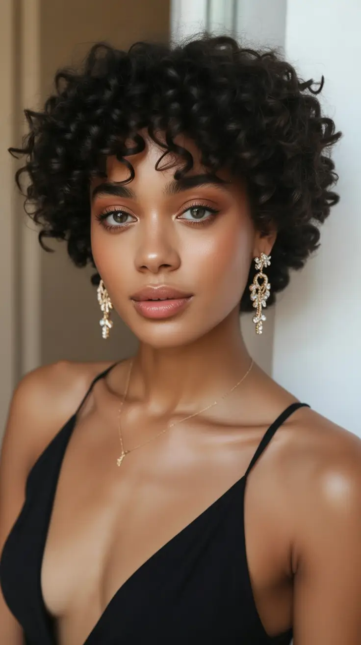 Fall Hair Color Ideas for Deep Skin Classic Espresso Pixie Curls