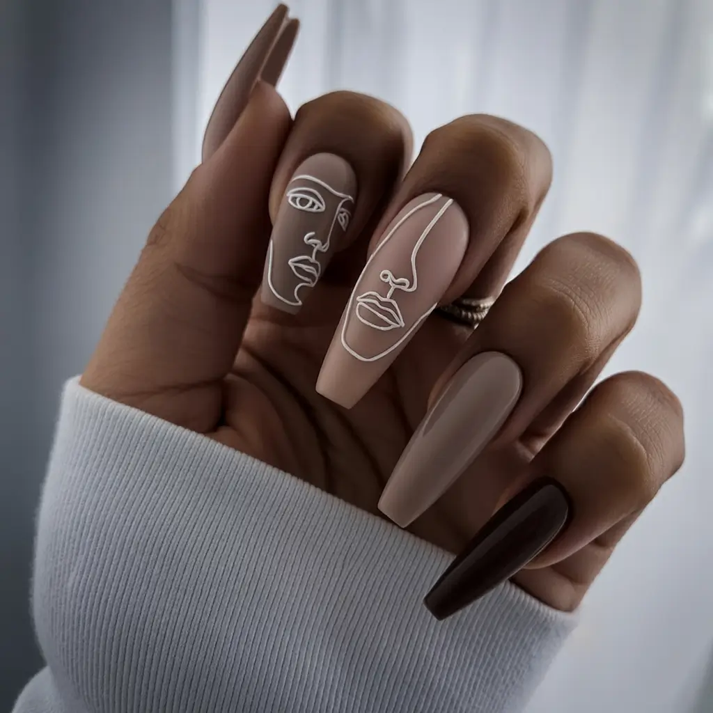 Fall Nail Colors for Brown Skin Abstract Nude Faces