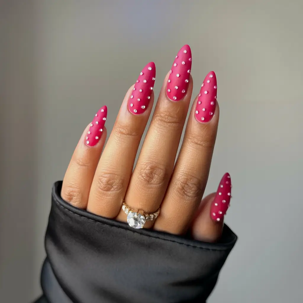 Fall Nail Colors for Brown Skin Playful Pink Studded Fantasy