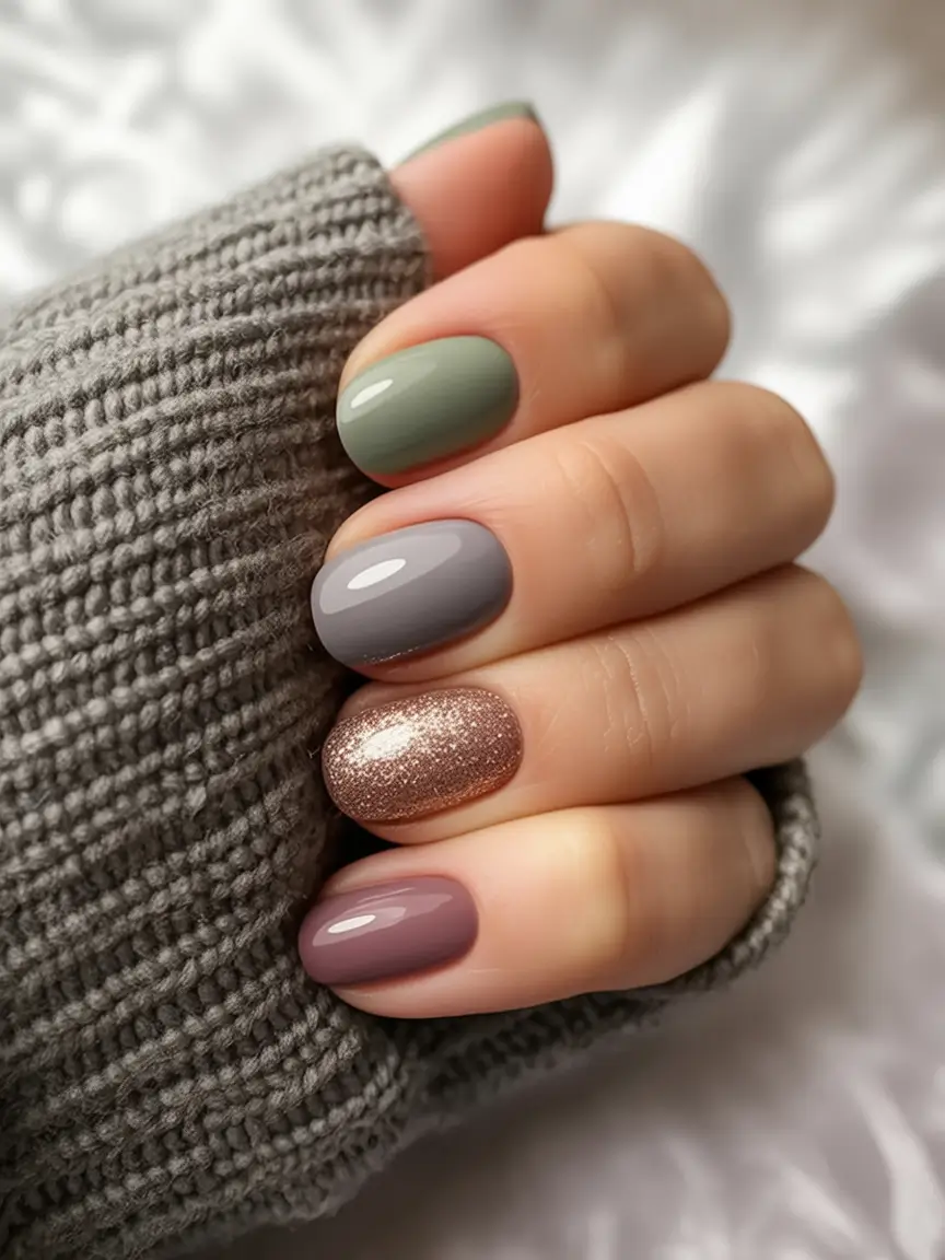 Fall nail colors for medium skin Moss and Mauve Mix