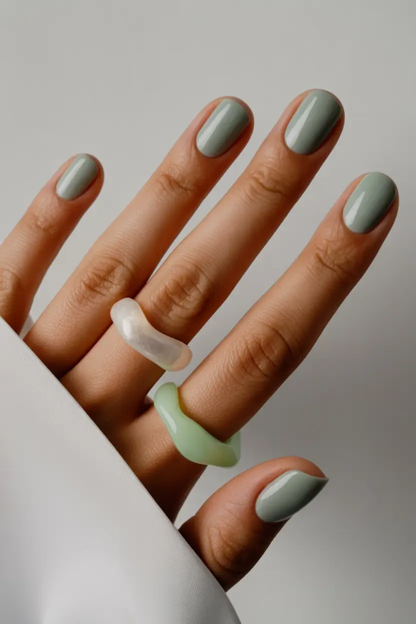 Fall nail colors for medium skin Minimalist Sage
