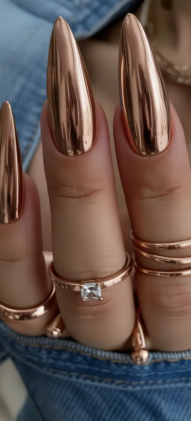 fall chrome nails 2025 Bronzed Perfection