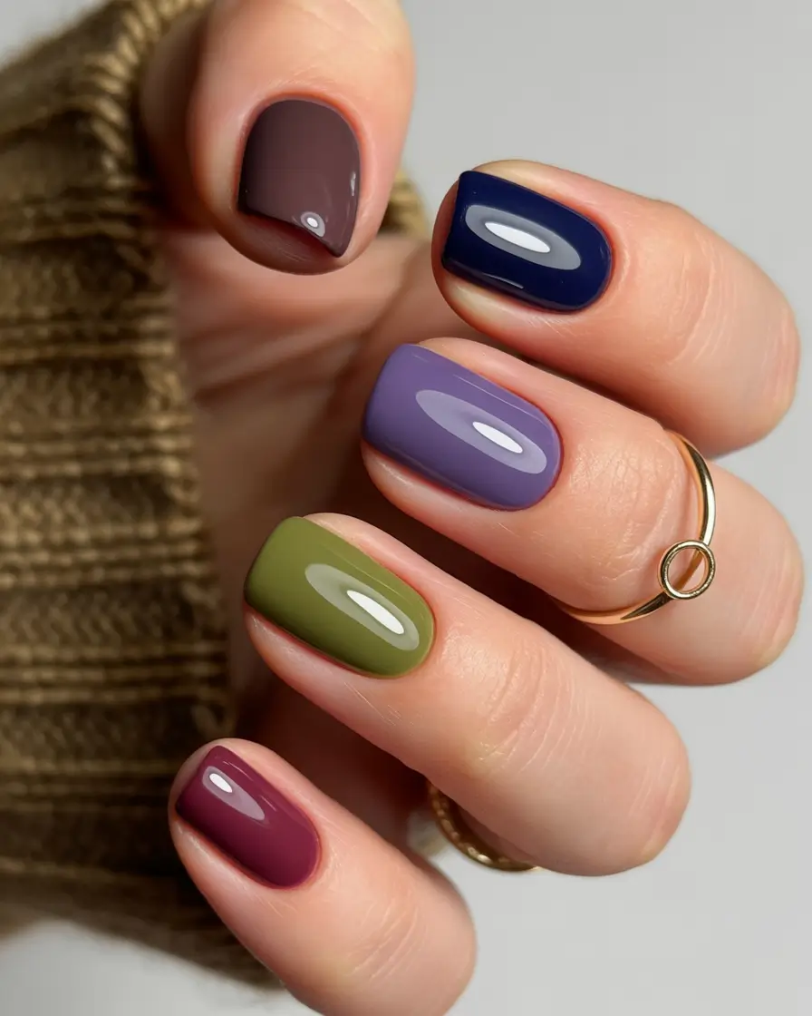 fall season nails Muted Rainbow for the Undecided