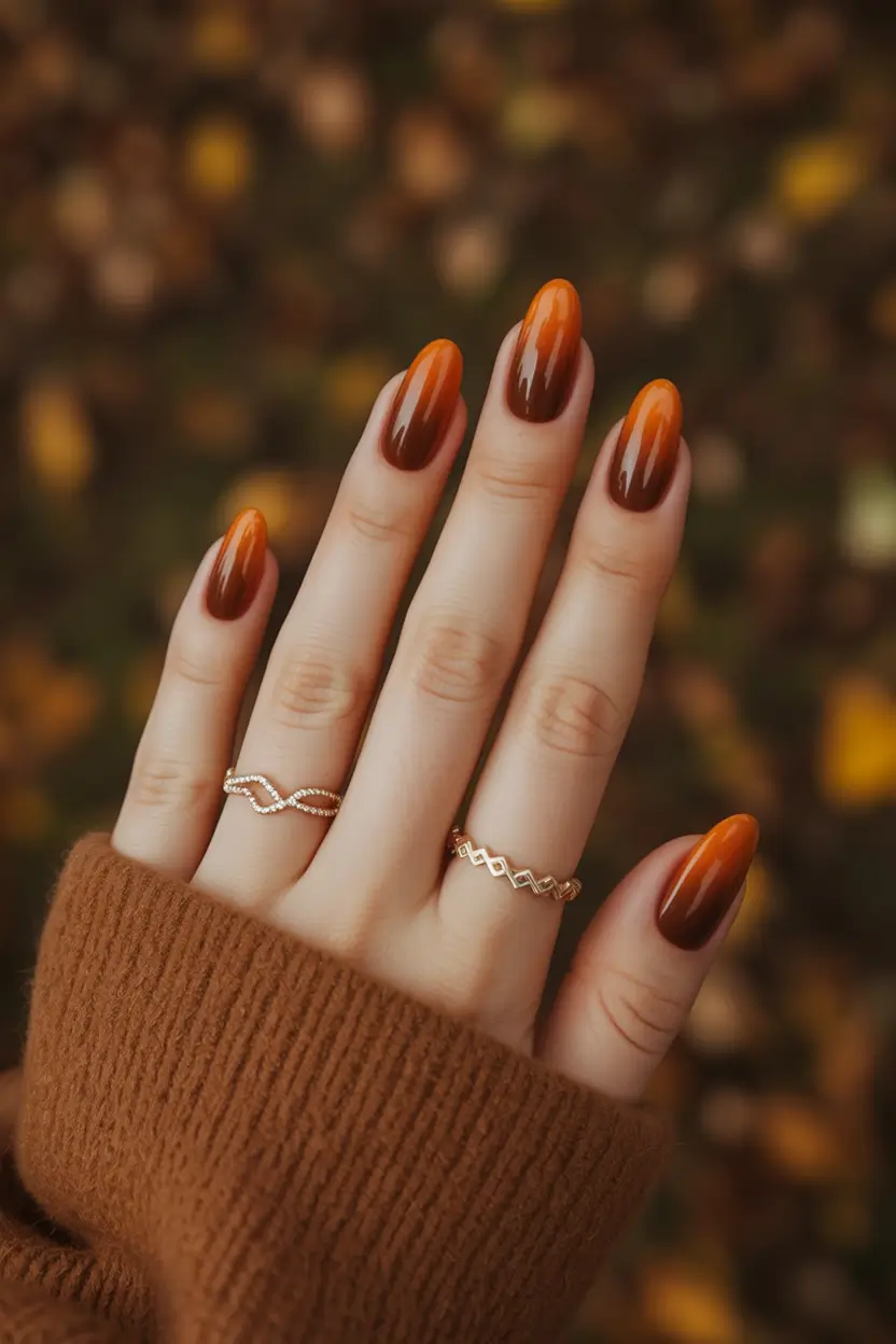 fall season nails Amber Fade Into Fall