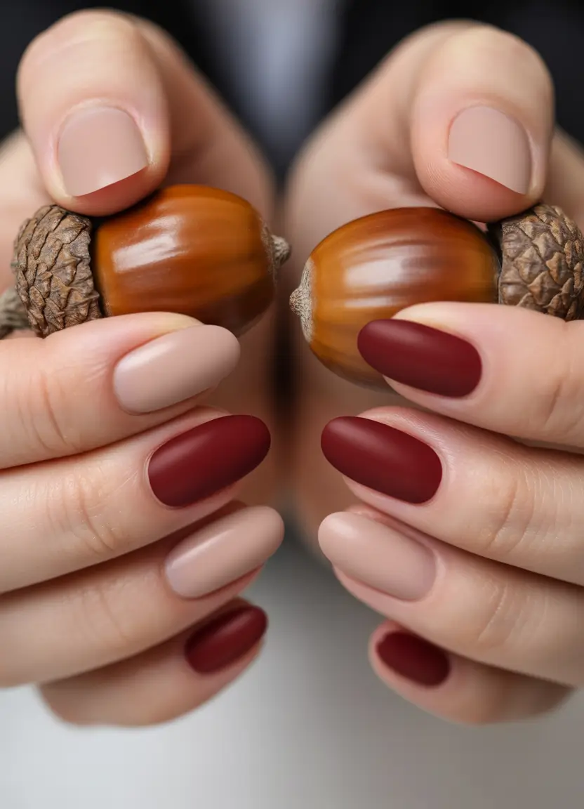fall season nails Harvest Neutrals With a Cozy Matte Finish