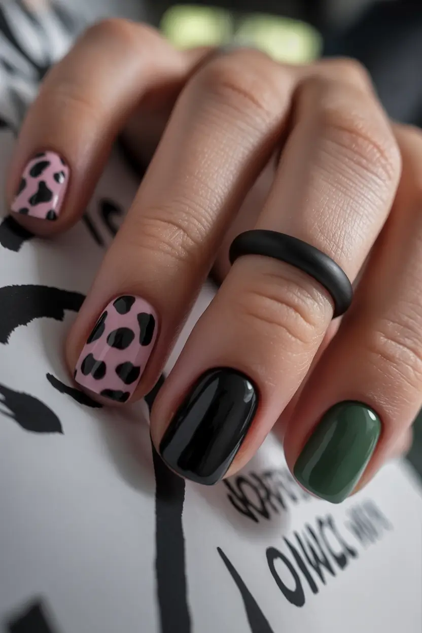 fall season nails Urban Jungle: Leopard, Gloss & Contrast