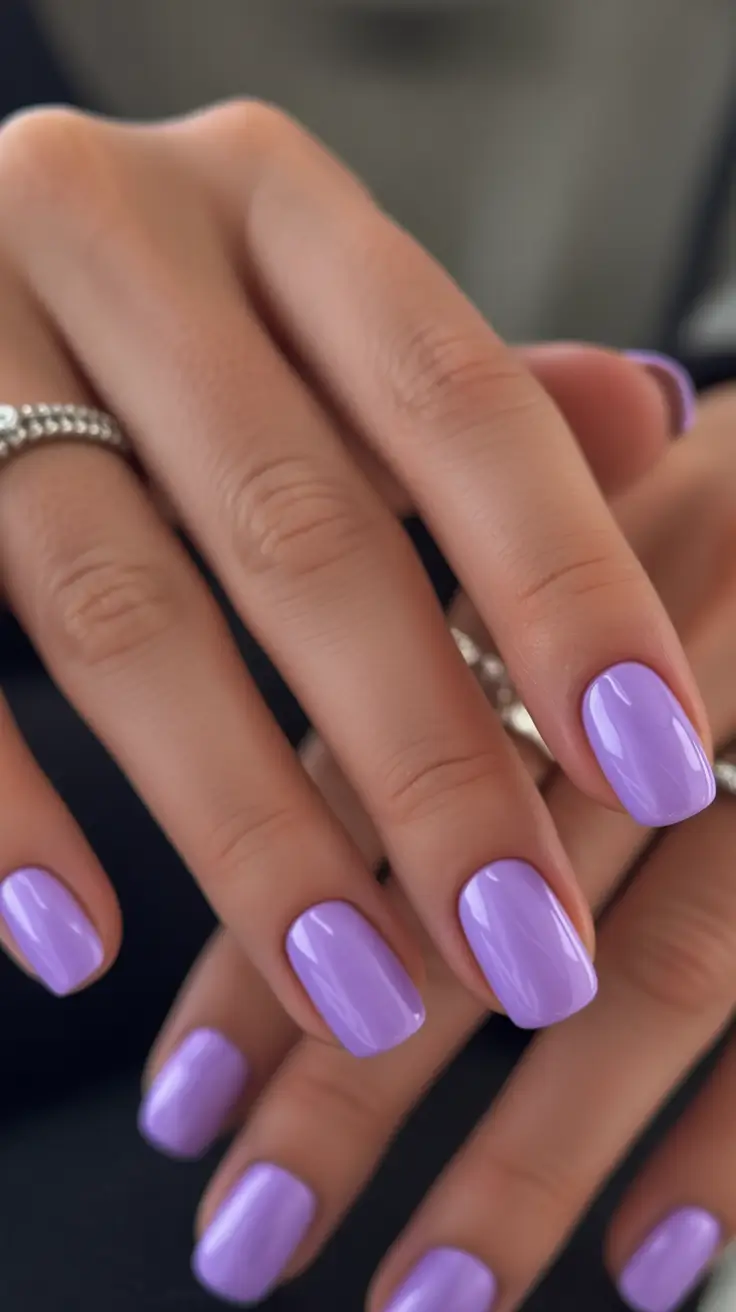 pastel Glossy Lilac Shorties: Lavender in Fall