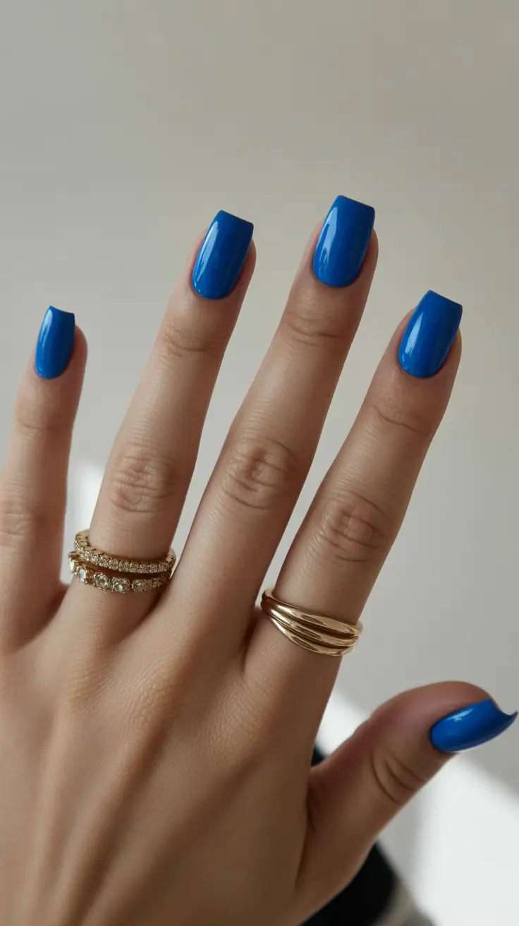 fall color nails Electric Cobalt Shine: Statement Energy